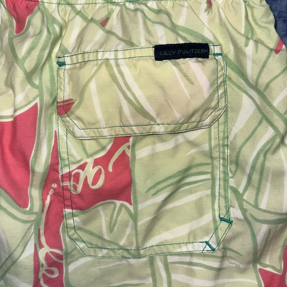 Mens Lilly Pulitzer Swim Trunks Shorts Pink Green Lets Go Bananas S - Picture 3 of 4